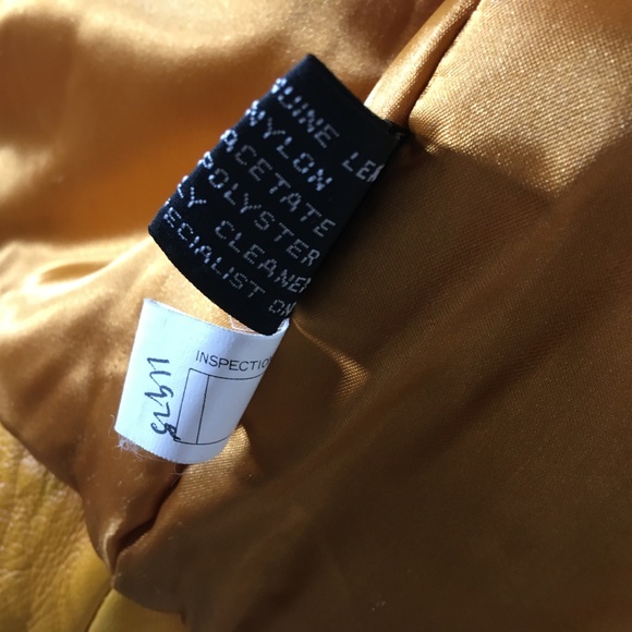 VINTAGE 80's Leather Jacket YELLOW S - Picture 8 of 8